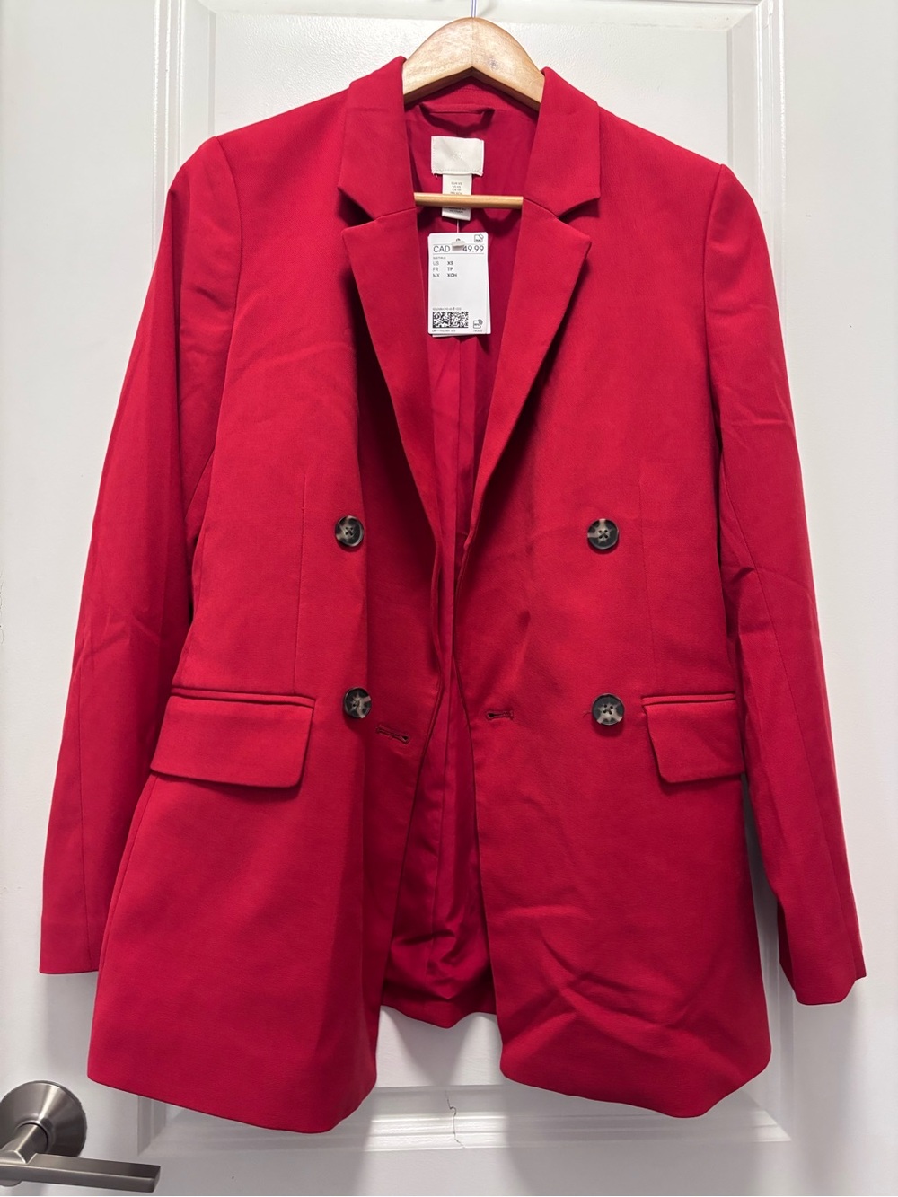 H&M Red Double-Breasted Blazer